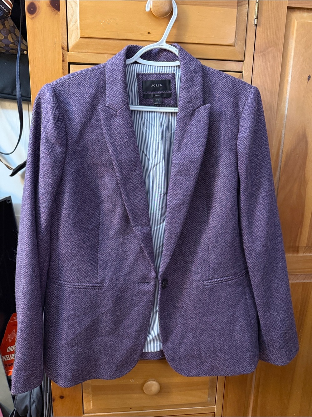 J. Crew Parke Purple Herringbone Blazer with Matching Pants